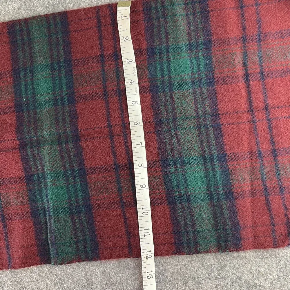 Pierre Cardin Red & Green Plaid Acrylic Scarf With Fringe 100% Acrylic 54